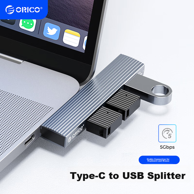 USB-концентратор ORICO, адаптер расширения Type-C, разветвитель-конвертер для подключения напрямую к компьютеру, подходит для ноутбуков MacBook, iPad и смартфонов. - изображение 4