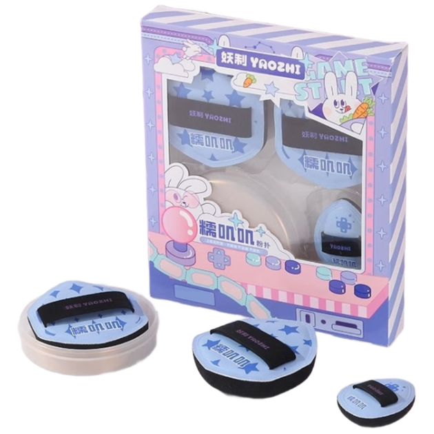 Набір із 3 пухких пуховок Yaozhi Cotton Candy Blue Chubby Pink Puff, велика пуховка на повітряній подушечці, подарунок на день народження, який не їдять, м'яка та жувальна наклейка - изображение 4