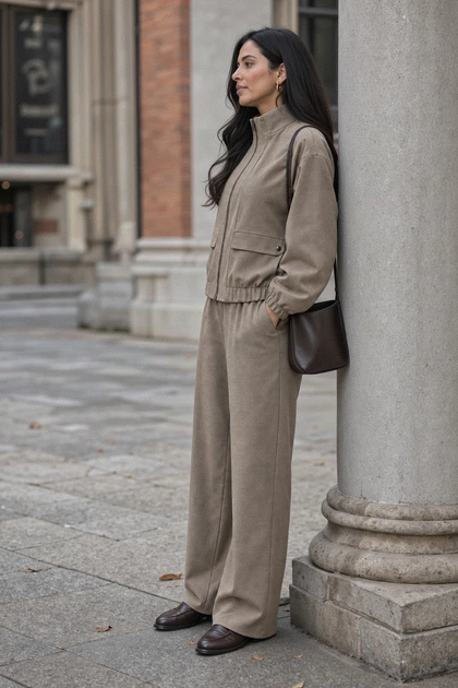 Бомбер жіночий костюмний прямого крою з коміром-стійкою Seventeen PreFall 26 бежевий S-M 2450.6830 - изображение 3