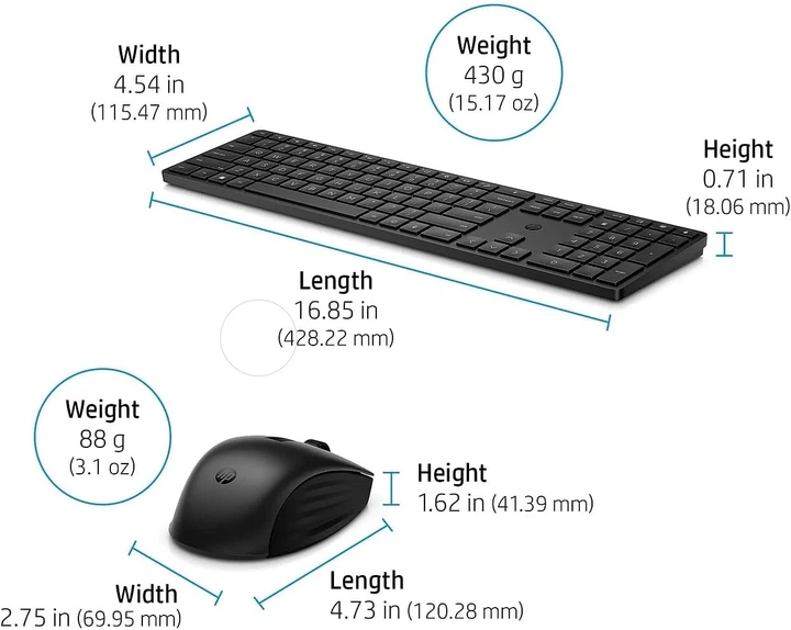 Клавіатура та миша HP бездротові чорні Slim - зображення 2