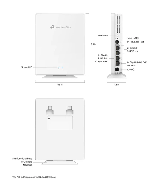 Точка доступа TP-LINK EAP650-Desktop AX3000, 4xGE LAN, 1 FXS-порт, PoE, Passive PoE - изображение 10