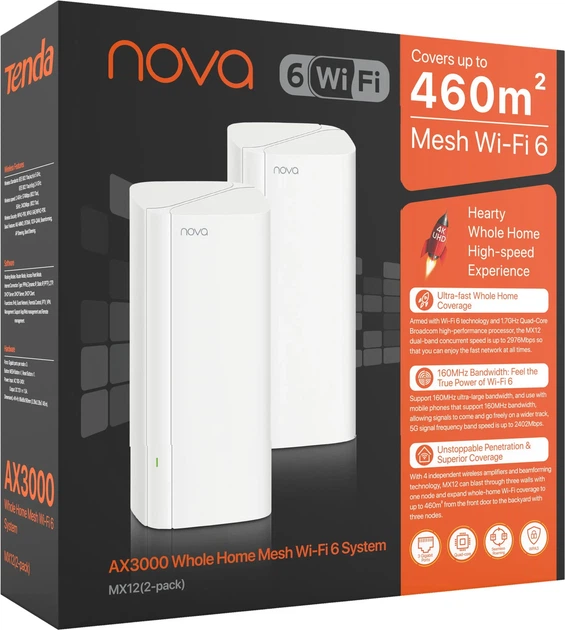 Система WiFi-Mesh TENDA MX12 NOVA AX3000, 2 мод. - изображение 8