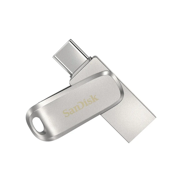 Накопитель SanDisk 128GB USB 3.1 Type-A + Type-C Dual Drive Luxe Серебристый - изображение 3