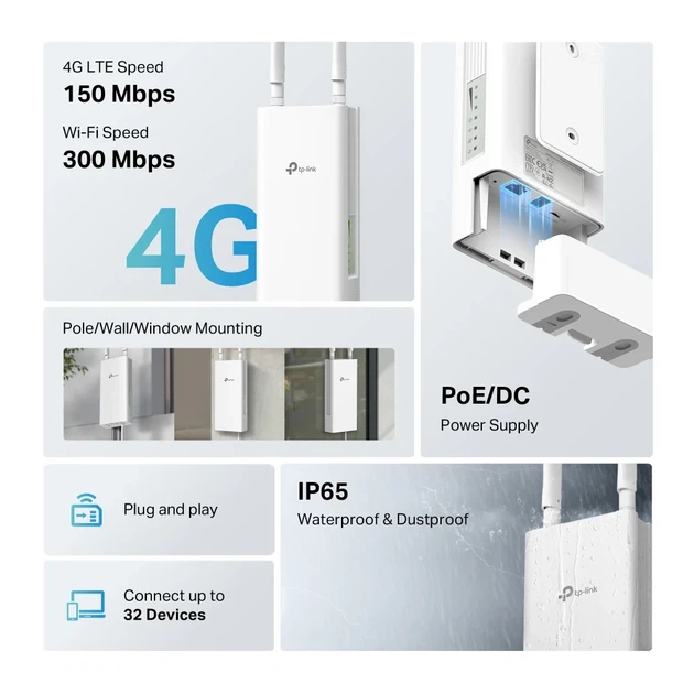 Внешний маршрутизатор TP-LINK TL-MR100 N300, 4G/LTE, 1xFE LAN/WAN - изображение 5