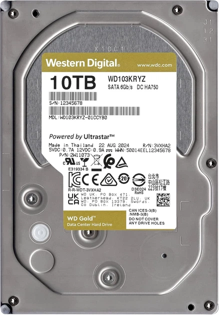 Жорсткий диск WD 10TB 3.5" 7200 512MB SATA Gold - Фото 3 Жорсткий диск WD 10TB 3.5" 7200 512MB SATA Gold - зображення 3