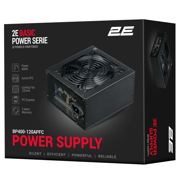 Блок питания 2E Basic Power (400W), >80%, 120мм, 1xMB 24pin(20+4), 1xCPU 8pin(4+4), 3xMolex, 4xSATA, 1xPCIe 8pin(6+2) - изображение 7