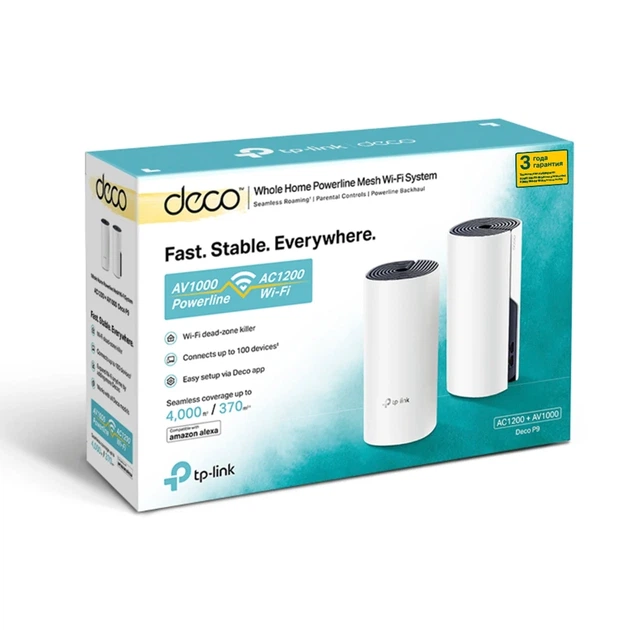 Система WiFi-Mesh TP-LINK Deco P9 AC1200, 2xGE LAN/WAN, 2 модуля, Powerline AV1000. - изображение 3