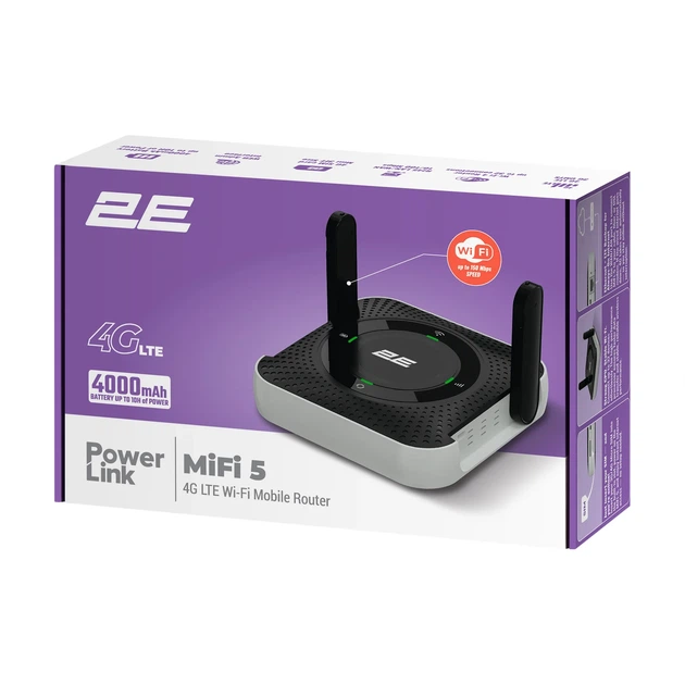 Мобильный маршрутизатор 2E PowerLink MiFi-5 2025 LTE 4000 мАч черный 90,5х90,5х74 мм - изображение 8