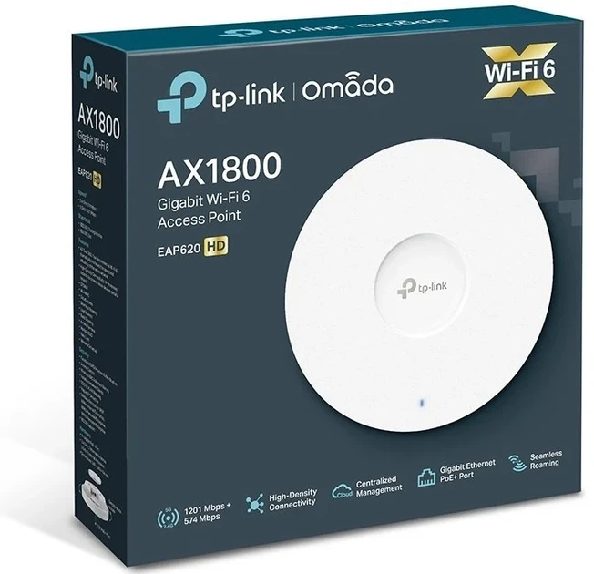 Точка доступа TP-LINK EAP620 HD AX1800 1xGE LAN PoE Wi-Fi 6 243x64x243 мм - изображение 6