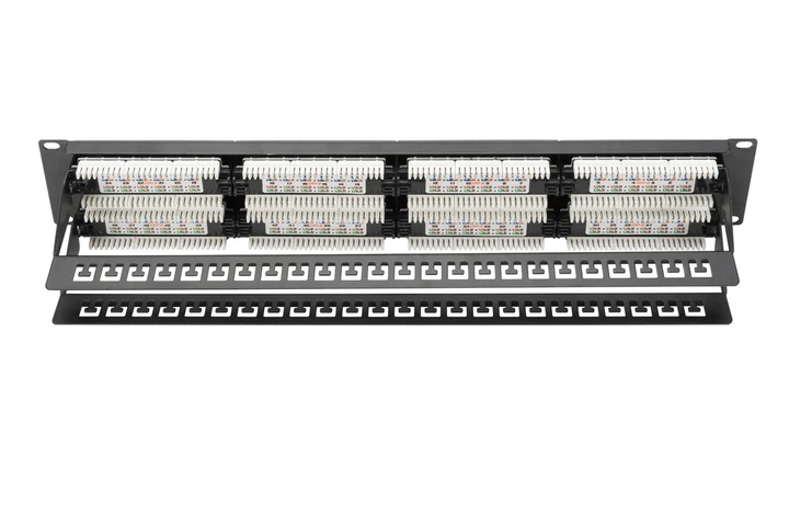 Патч-панель DIGITUS САТ 6 UTP, 19", 2U, 48 портів, зібрана, чорна - зображення 2