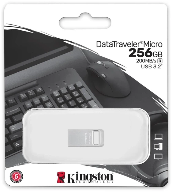 Накопитель Kingston 256GB USB 3.2 Type-A Gen1 DT Micro R200MB/s Metal - изображение 5
