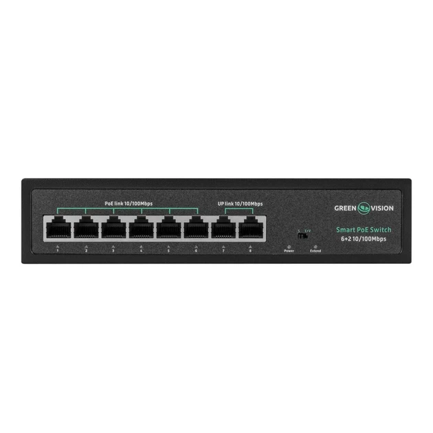Коммутатор сетевой PoE GreenVision GV-015-D-06+2P для IP-камер - изображение 3