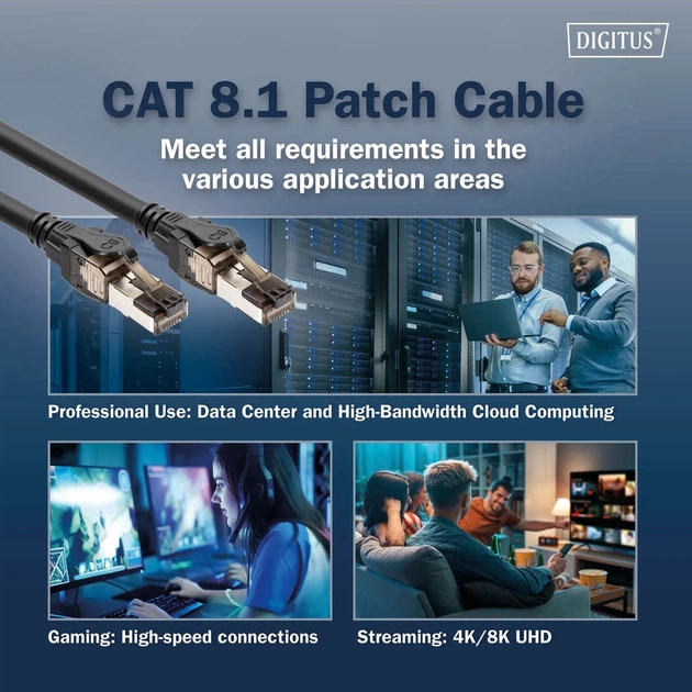 Патч-корд CAT 8.1 S-FTP 5м чистая медь черный - изображение 5