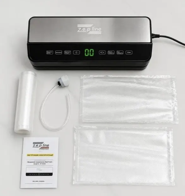 Вакуумный упаковщик Zepline ZP-00359 200 Вт с LED-дисплеем сенсорным управлением для сухих влажных продуктов контейнеров пакетов sous-vide - изображение 5