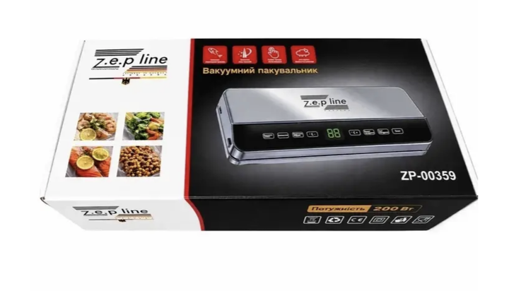 Вакуумный упаковщик Zepline ZP-00359 200 Вт с LED-дисплеем сенсорным управлением для сухих влажных продуктов контейнеров пакетов sous-vide - изображение 7