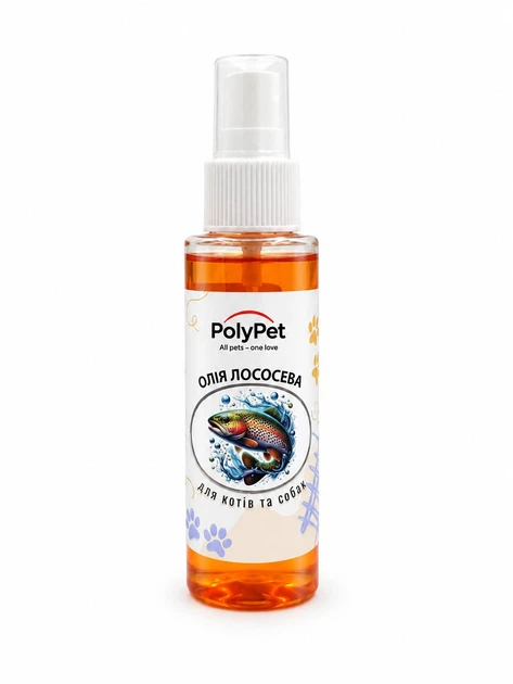 Масло лосося для котов и собак PolyPet 100 мл - Фото 1 Масло лосося для котов и собак PolyPet 100 мл - изображение 1