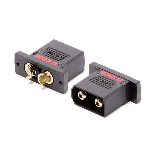 Разъём питания Q-Hobby QS10P-S-M силовой / искрозащищённый, на панель / 2 pin папа / чёрный - изображение 2
