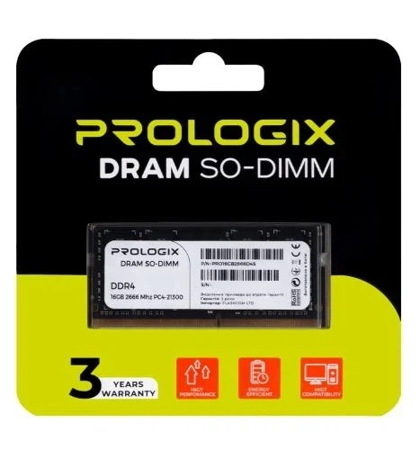 Память SO-DIMM, DDR4, 16Gb, 2666 MHz, 1.2V Prologix (teh0033356) - изображение 2