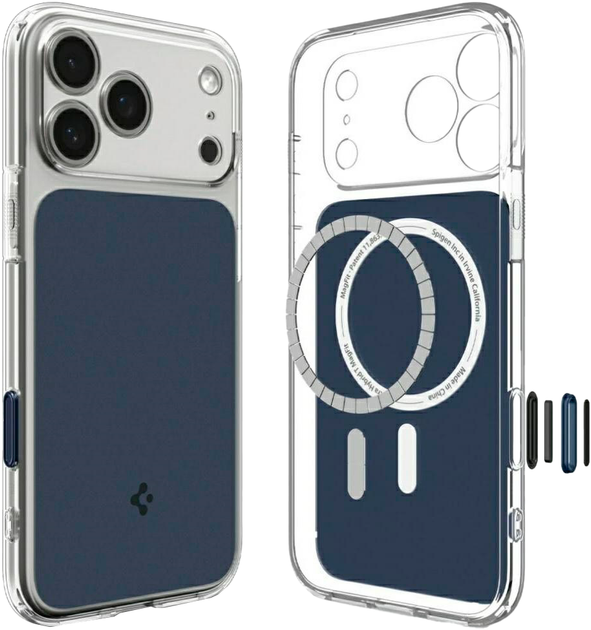 Панель Spigen Ultra Hybrid T Mag MagSafe для Apple iPhone 18 Pro / 17 Pro Transparent/Blue (8800337252989) - Фото 3 Панель Spigen Ultra Hybrid T Mag MagSafe для Apple iPhone 18 Pro / 17 Pro Transparent/Blue (8800337252989) - зображення 3