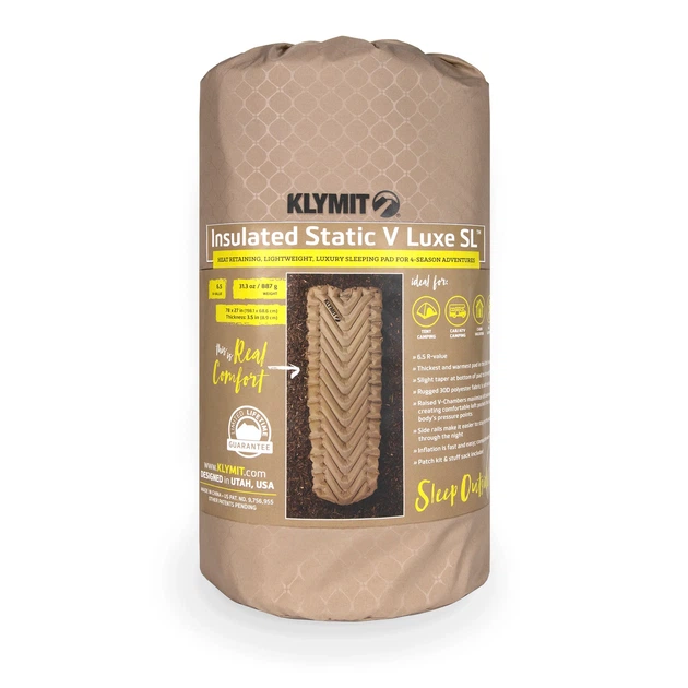 Надувний туристичний килимок Klymit Insulated Static V Luxe SL Sleeping Pad - Фото 5 Надувний туристичний килимок Klymit Insulated Static V Luxe SL Sleeping Pad - изображение 5
