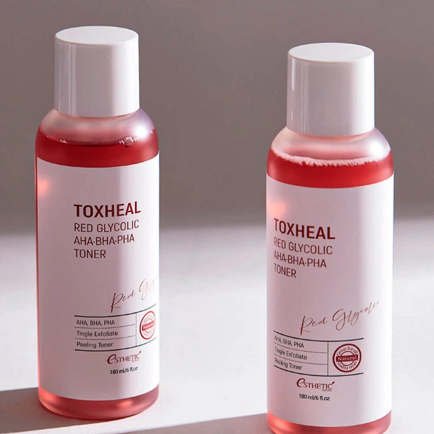 Тонер-пілінг Esthetic House для обличчя із гліколевою кислотою Toxheal Red Glycolic AHA-BHA-PHA Toner 180 мл - зображення 2