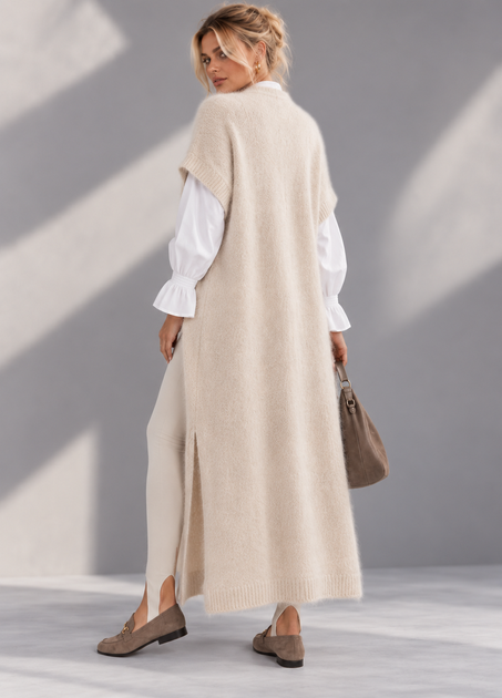 Кардиган мохеровий без застібки молочний Paolo.J 28-144 - M-XXL , молочний - зображення 3