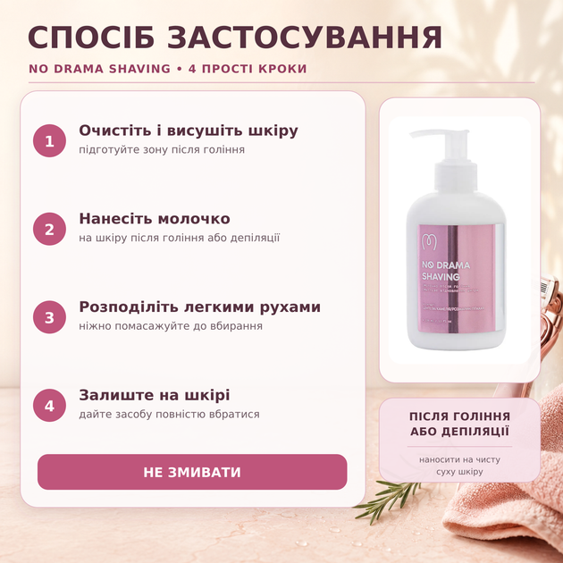 Успокаивающее молочко после бритья и депиляции Mary Babe No Drama Shaving 330 мл - изображение 4