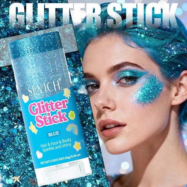 SEVICH Glitter Stick Blue 16 г Блиск-стік гліттер-хайлайтер для обличчя, тіла та волосся Севіч Синій - зображення 3