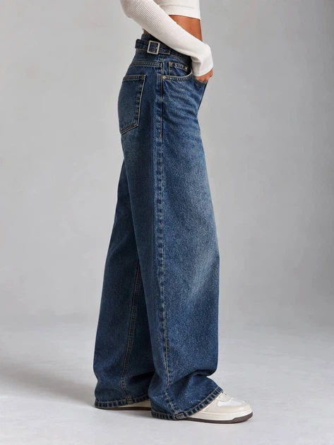Джинси жіночі It’s Basic 2961-2W6-8 WIDE LEG baggy з регулюванням пояса 42 сині - зображення 3