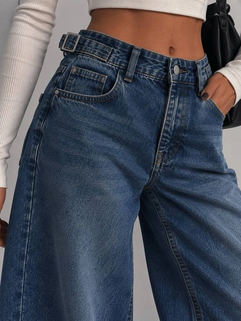 Джинси жіночі It’s Basic 2961-2W6-8 WIDE LEG baggy з регулюванням пояса 42 сині - зображення 7