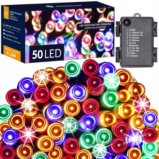 Гирлянда на батарейках Springos 5 м 50 LED 8 режимов CL4107 Mix - Фото 11 Гирлянда на батарейках Springos 5 м 50 LED 8 режимов CL4107 Mix - изображение 11
