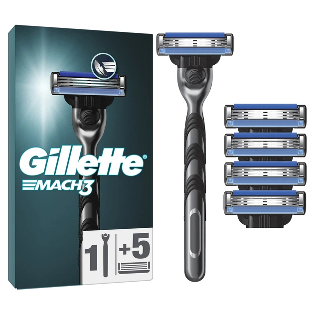 Станок для гоління чоловічий (бритва) Gillette Mach3 з 5 змінними картриджами - изображение 2
