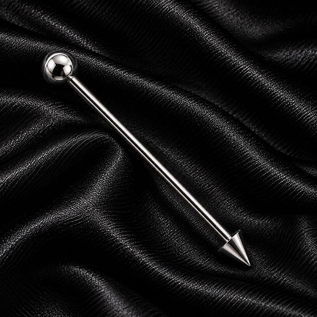 Серьга штанга для индастриал Asteel шарик конус 5 мм, длина 36 мм - Фото 1 Серьга штанга для индастриал Asteel шарик конус 5 мм, длина 36 мм - изображение 1