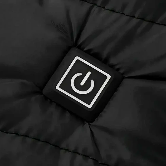 Чоловіча куртка з підігрівом USB 3 режими розмір XXXL чорний поліестер для холодної погоди - Фото 4 Чоловіча куртка з підігрівом USB 3 режими розмір XXXL чорний поліестер для холодної погоди - зображення 4