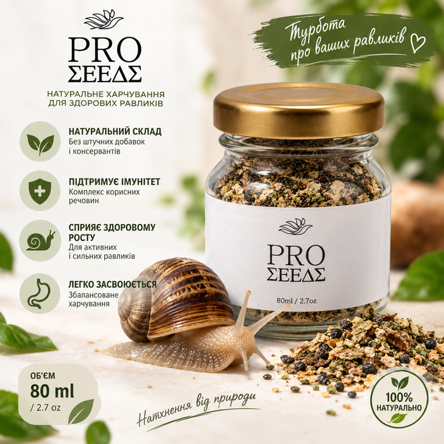 Корм для равликів Pro Seed 6 Achatina видів насіння для равликів ахатин, архахатин Містер Хелікс 80 мл - зображення 2