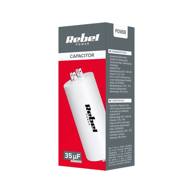 Конденсатор 35мкФ 450В для однофазных двигателей REBEL (URZ3136) - изображение 3