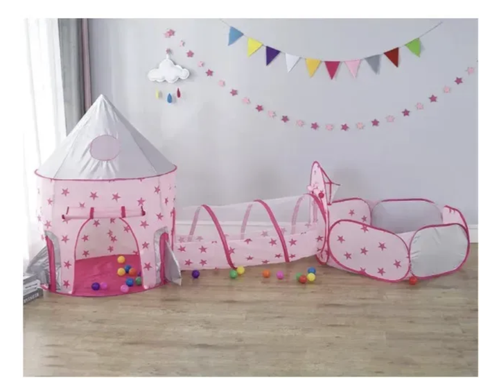 Детская игровая палатка 3в1 285×135×120 см с туннелем и открытым бассейном - изображение 5