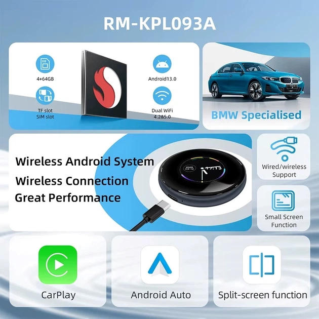 Приставка для BMW GrandNavi QCM6125 4/64 — Android 13 + беспроводной CarPlay и Android Auto - Фото 7 Приставка для BMW GrandNavi QCM6125 4/64 — Android 13 + беспроводной CarPlay и Android Auto - изображение 7