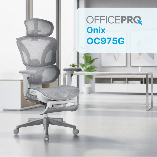 Крісло офісне OfficePro Onix OC975G Mesh  ергономічне Gray - зображення 7