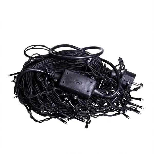 Гірлянда Бахрома вулична 12 м 200 LED IP44 з режимом Flash, Світлодіодна новорічна гірлянда з 40 підвісними нитками на чорному проводі від мережі для фасаду, балкона, вікон, альтанки та вітрин, Синій - зображення 7