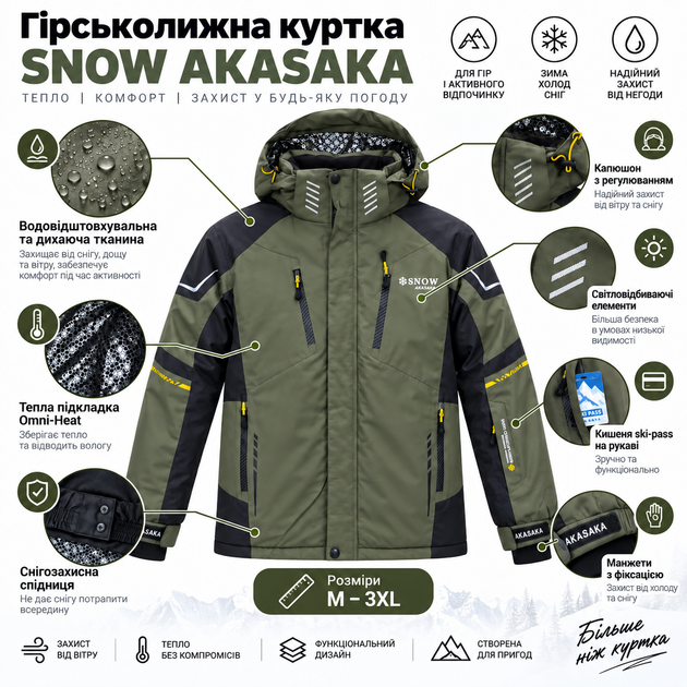 Термокуртка зимова Snow чоловіча мембранна Omni-Heat,XL, Хакі - зображення 5