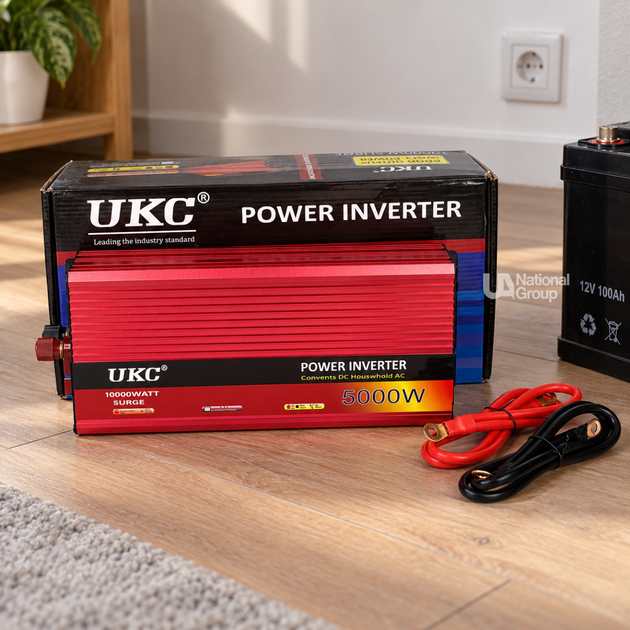 Перетворювач напруги інвертор 12В–220В UKC 5000W з дисплеєм, двома вентиляторами і USB, для резервного живлення дому й техніки від АКБ 12В, реальна номінальна потужність 3000Вт, пікова 6000Вт, AR-5000M - зображення 7