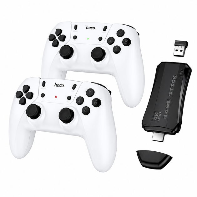 Ігрова приставка + 2 джойстики HOCO GA31 Collection game box+two wireless gamepads set, 2.4G, HDTV, white - Фото 2 Ігрова приставка + 2 джойстики HOCO GA31 Collection game box+two wireless gamepads set, 2.4G, HDTV, white - зображення 2