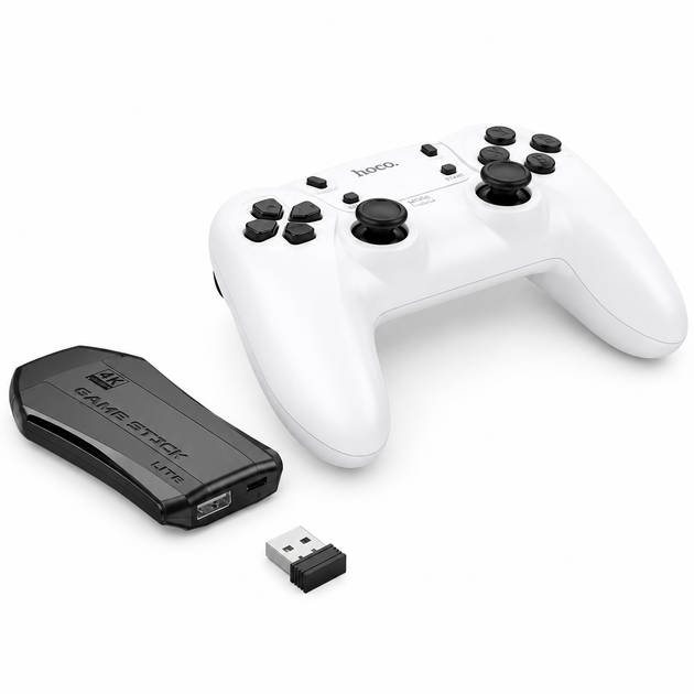 Ігрова приставка + 2 джойстики HOCO GA31 Collection game box+two wireless gamepads set, 2.4G, HDTV, white - Фото 4 Ігрова приставка + 2 джойстики HOCO GA31 Collection game box+two wireless gamepads set, 2.4G, HDTV, white - зображення 4