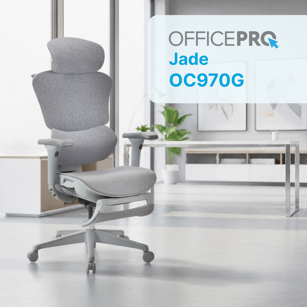 Кресло офисное OfficePro Jade OC970G Fabric эргономичное Gray - изображение 7