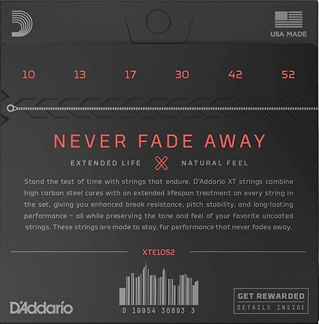 Струны для электрогитары D'Addario XTE1052 XT Light Top / Heavy Bottom 10/52 - изображение 3