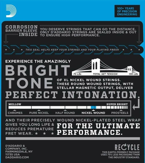 Струны для электрогитары D'Addario EXL120 Super Light 9/42 - Фото 2 Струны для электрогитары D'Addario EXL120 Super Light 9/42 - изображение 2