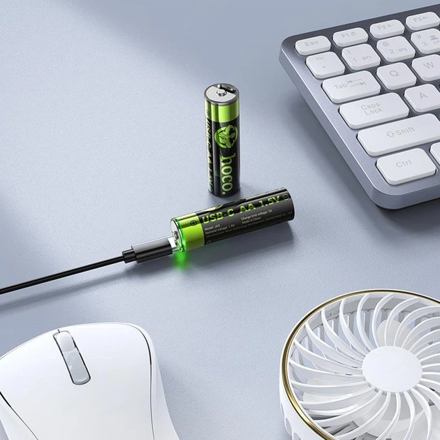 Аккумуляторные батарейки HOCO JA3 AA 860mAh литиевые 1.5V с USB-C для мыши и игрушек, 2 шт - изображение 8