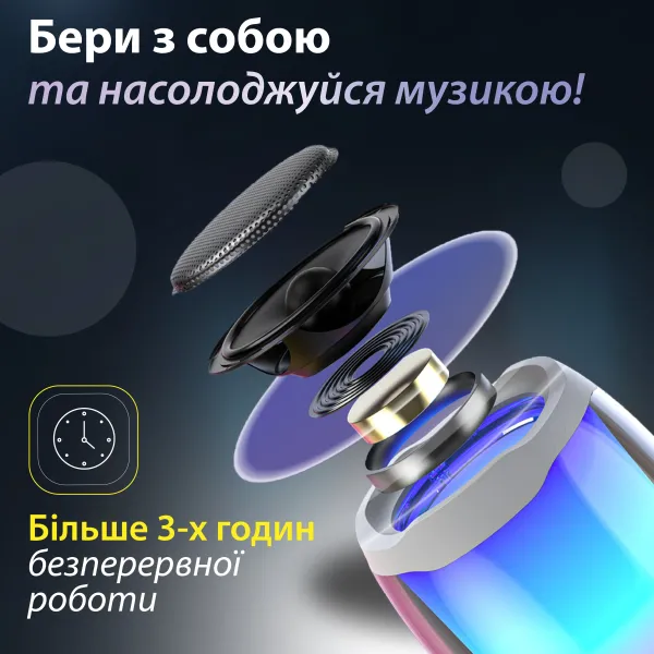 Портативна колонка Pulse 4 mini BT/TF/FM/TWS/AUX/USB з підсвіткою 5 Вт, чорний(8893AB)(PR) - Фото 4 Портативна колонка Pulse 4 mini BT/TF/FM/TWS/AUX/USB з підсвіткою 5 Вт, чорний(8893AB)(PR) - изображение 4