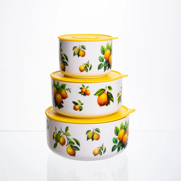 Контейнеры для еды фарфоровые Lemon 9,5/13/15 см Yiwu TS-3P-1 - изображение 3
